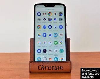 Support pour téléphone portable gravé : support pour tablette en cuir personnalisé