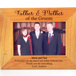 Engraved Wood Picture Frame: Mother of the Groom Gift, Personalized Wedding Keepsake