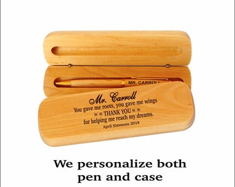 Teacher Appreciation Gift - Gifts for Mentor Personalized - Wooden Pen Set from Student
