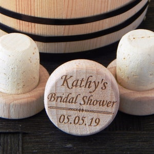 Engraved Wood Wine Stoppers Wedding Favor Personalized Bottle Cork Stopper Set image 5