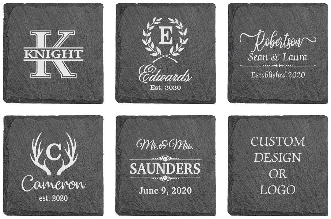Engraved Coaster Set | Personalized Slate Coasters | Custom Wedding ...