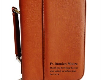 Catholic Priest Gift for Wedding - Officiant Gift - Personalized Thank you Bible Cover  BCL07WOB