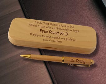 Personalized Mentor Teacher Gift | Engraved Wood Pen and Case  WMPEN119