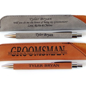 Groomsmen Proposal Gift | Personalized Leather Pens | Custom Wedding Gifts for Men | Bachelor Party Gifts | Engraved Best Man Gift