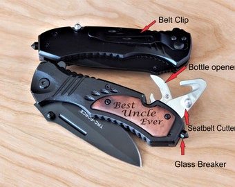 Gift for Uncle - Engraved Pocket Knife - Christmas Birthday Wedding Gifts from Niece - Best Uncle Ever - Knives for Men