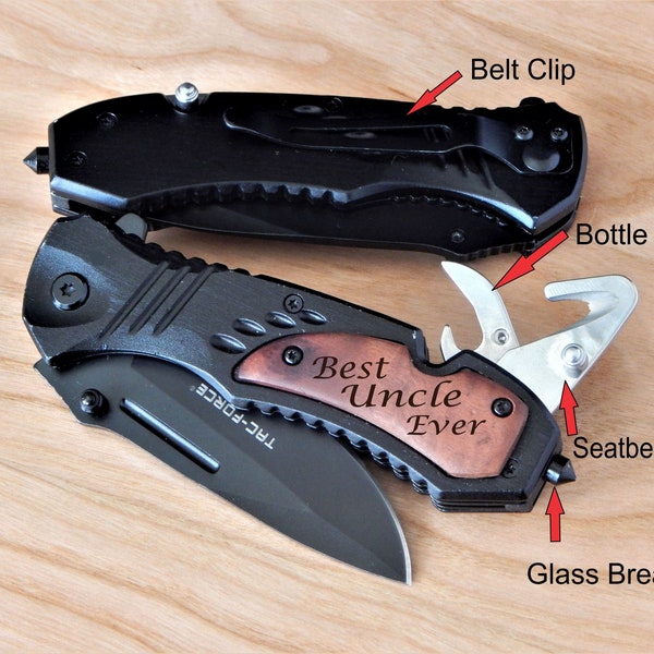 Gift for Uncle - Engraved Pocket Knife - Christmas Birthday Wedding Gifts from Niece - Best Uncle Ever - Knives for Men