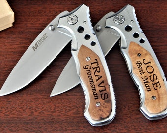 Engraved Groomsmen Gift - Custom Knives for Men - Personalized Pocket Knife