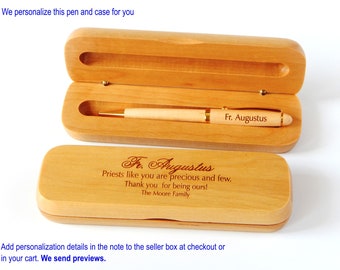 Christmas Gift for Priest - Deacon Gifts - Personalized Appreciation Wooden Pen