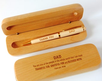 Engraved Dad Present: Personalized Wooden Pen and Case