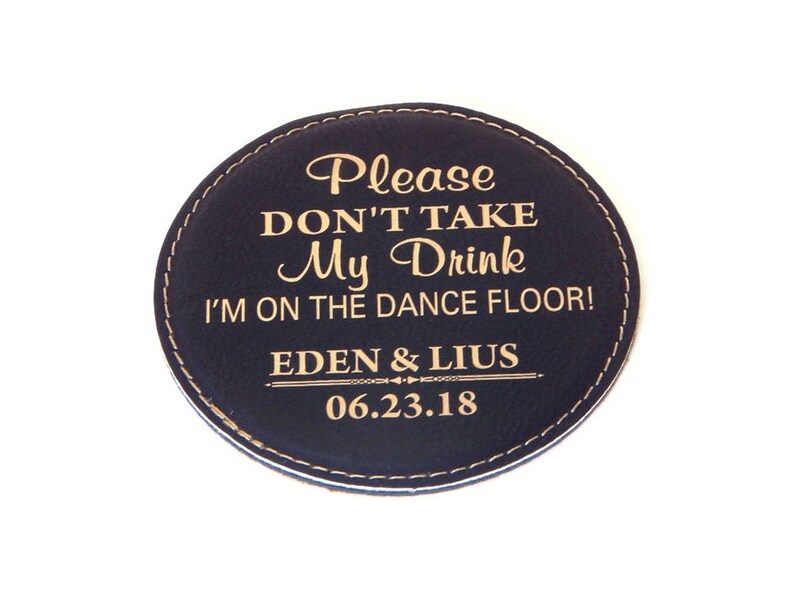 Engraved Favor Wedding Party Favors Personalized Coasters Custom Leather Coaster CAS02