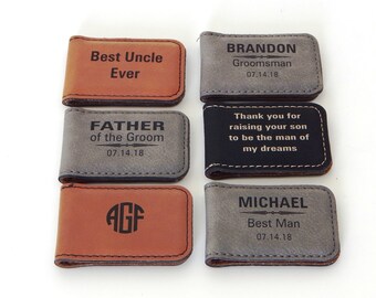 Custom Groomsmen Gifts: Engraved Leather Money Clip