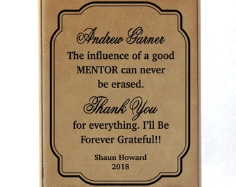Engraved Mentor Teacher Gift: Custom Wood Plaque