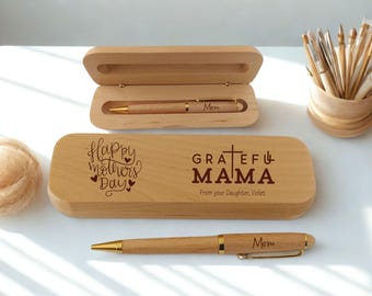 Personalized Mother's Day Gift: Engraved Mama Wood Pen and Box