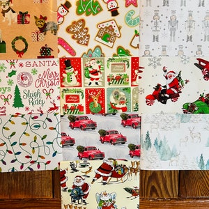 Set of 10 Christmas Wrapping Paper. Glitter Paper. Vintage Wrapping Paper. Junk Journal Supplies. Scrapbook Accessories. Smashbook. Collage.