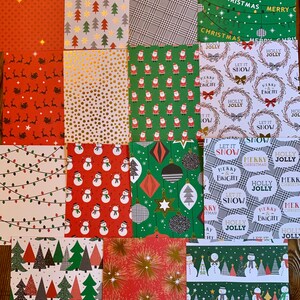 Christmas Cardstock Pack, Patterned Paper, Junk Journal, Mixed Media Scraps, Patterned Cardstock, Scrapbooking Paper. Xmas Ephemera Packs