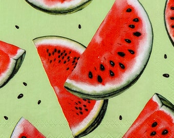 4 Watermelon Paper Napkins. Fall Cocktail Napkins For Decoupage. Card Making Supplies. Collage Pieces. Junk Journal Supplies. Party Decor