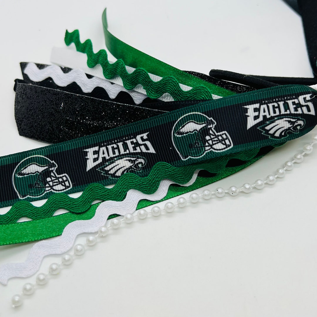 Philadelphia Eagles Elastic Ponytail Streamer Bow. Eagles Cheer Bow