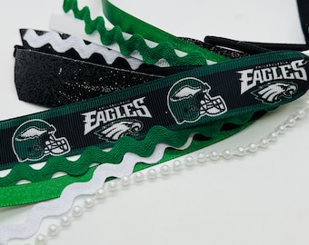 Philadelphia Eagles Elastic Ponytail Streamer Bow. Eagles Cheer Bow. Football Streamer Bow. Sports Bow. Hair Accessory. Ponytail Ribbons