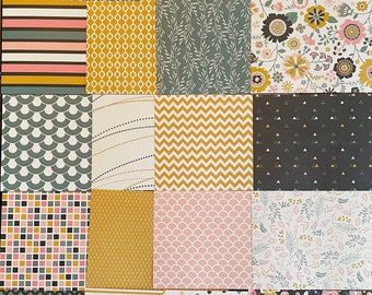 Shapes and Garden Paper, Garden Patterned Paper, Junk Journal, Mixed Media Scraps, Patterned Cardstock, Scrapbooking Paper. Ephemera Packs