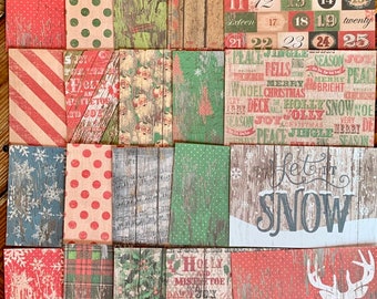 Christmas Scrap Paper Pack, Patterned Paper, Junk Journal, Mixed Media Scraps, Patterned Cardstock, Scrapbooking Paper. Xmas Ephemera Packs