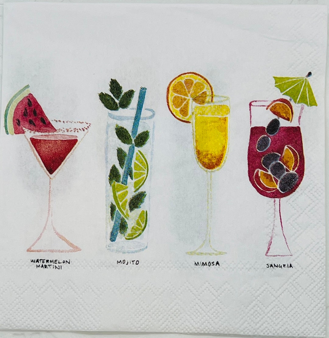 Drinks on Me Cocktail Napkins -Set of 4 main image 1