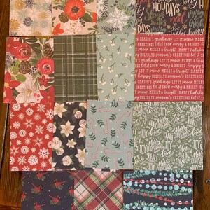 Winter Christmas Scrap Paper Pack, Patterned Paper, Junk Journal, Mixed Media, Patterned Cardstock, Scrapbooking Paper. Ephemera Packs