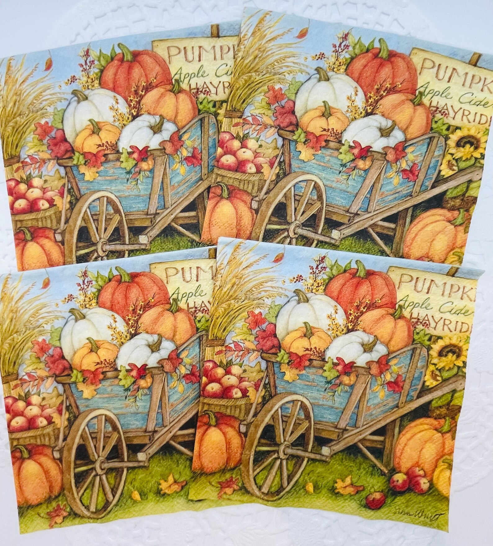 4 Fall Paper Napkins. Beverage/cocktail Napkins for Decoupage. Etsy