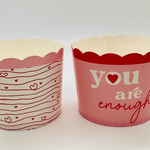 Set of 6 Love/Heart Baking Cups. Paper Cupcake Holders. Muffin Container. Candy Container. Party Supplies. Gift Holders. Snack Cups