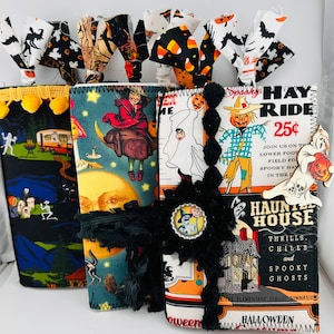 YOUR CHOICE Halloween Fabric Notebook Cover with Paper. Fabric Planner. Journal. Smashbook. Glue Book. Scrapbook. Reusable Fabric Notebook.