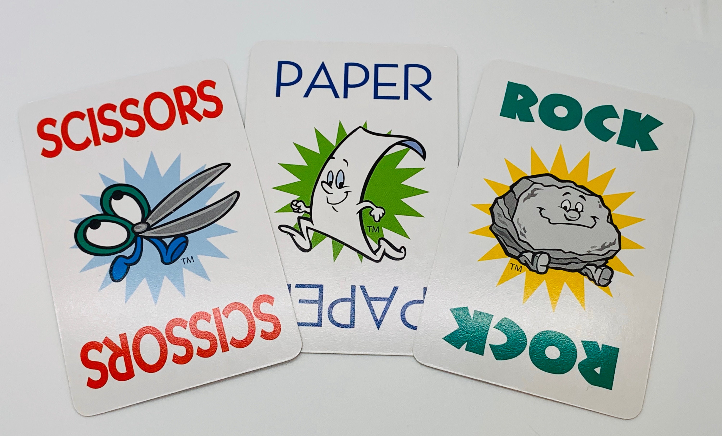 Set of 3 Individual Rock Paper Scissors Playing Cards.