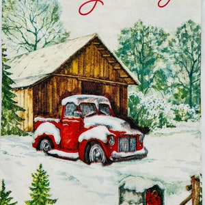 2 Christmas Truck/Barn Guest Towel Paper Napkins. Decoupage/Card Making Supplies. Collage Pieces. Junk Journal Supplies. Winter Party Decor