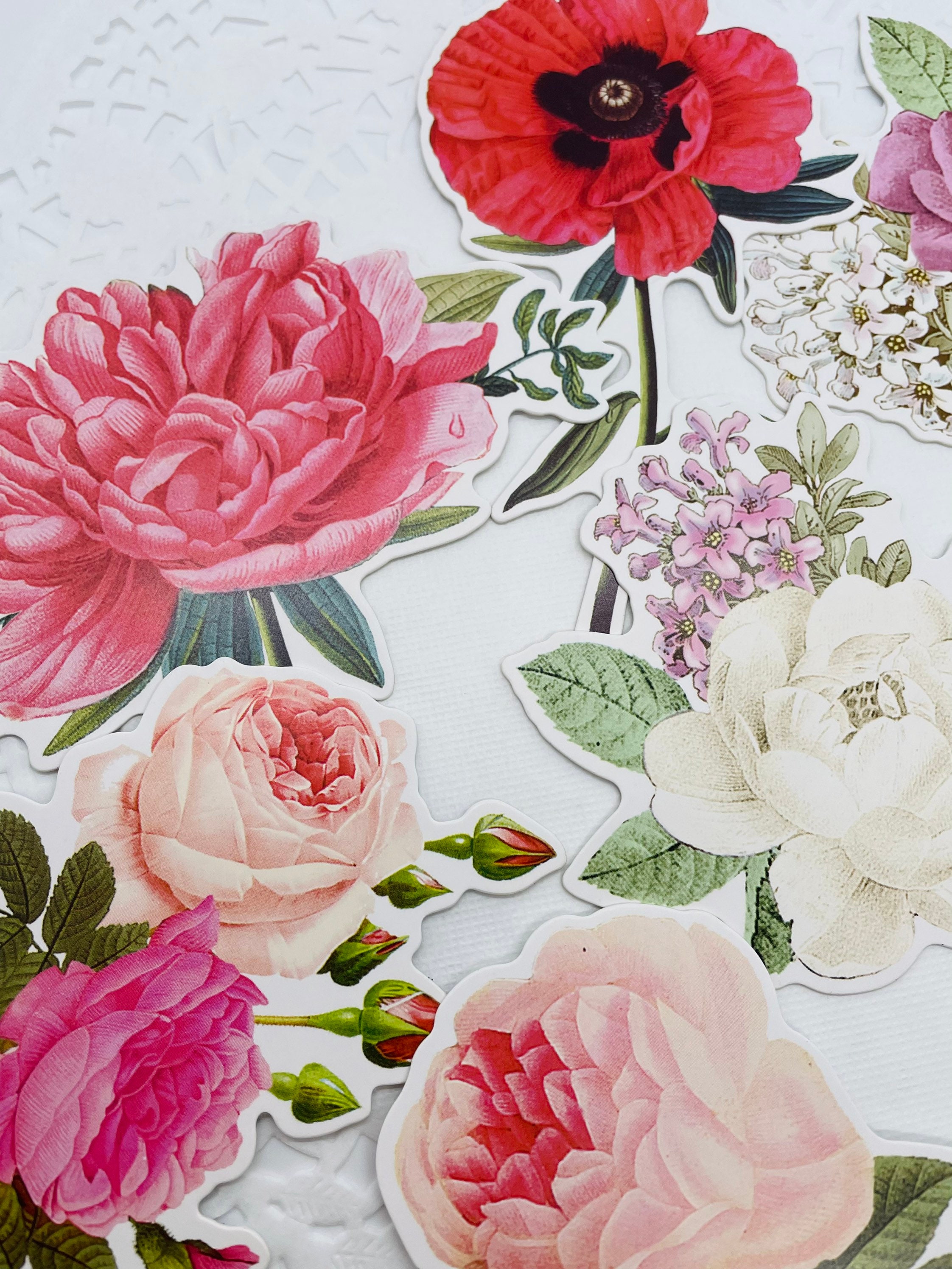 Set of 8 Flower Stickers. Scrapbook Ephemera. Junk Journal Etsy UK