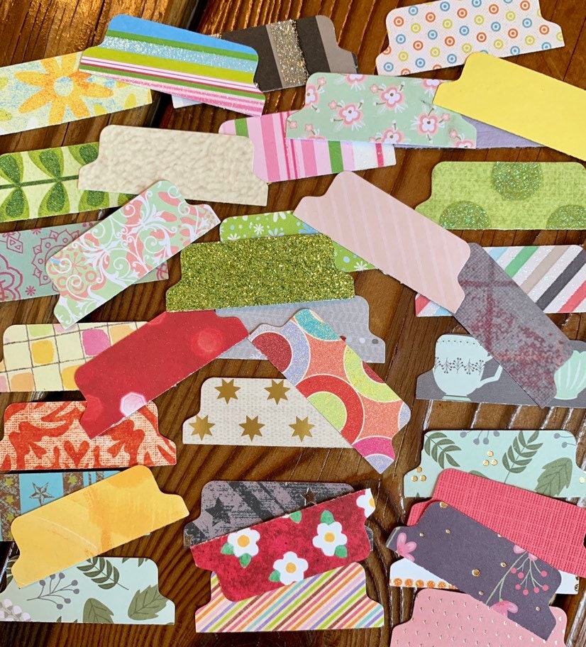 Set of 30 Cardstock Tabs/bookmarks. Mixed Bag of Paper Etsy