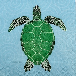 4 Turtle Paper Napkins. Beverage Paper Napkins For Decoupage. Card Making Supplies. Collage Pieces. Junk Journal Supplies. Party Decor.