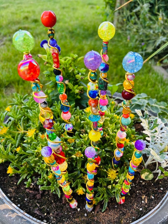 Wire and shop bead garden art