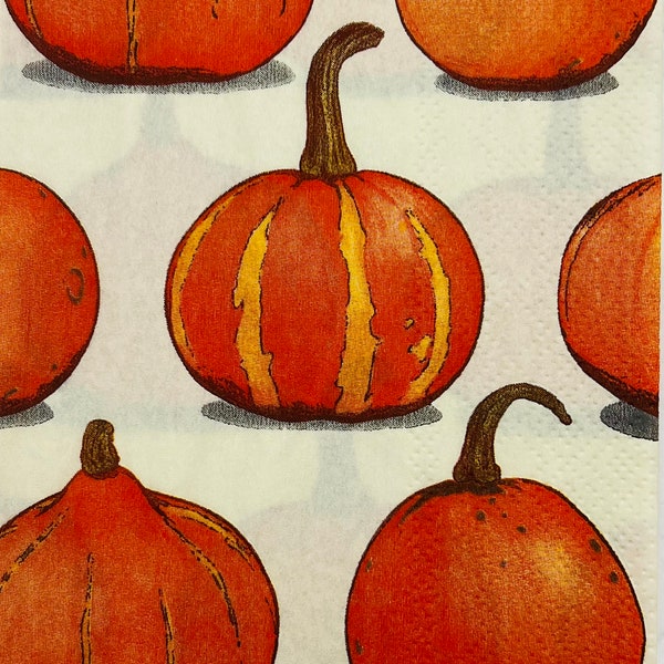 2 Pumpkin Paper Guest Towel Napkins. Decoupage/Card Making Supplies. Collage Pieces. Junk Journal Supplies. Party Decor