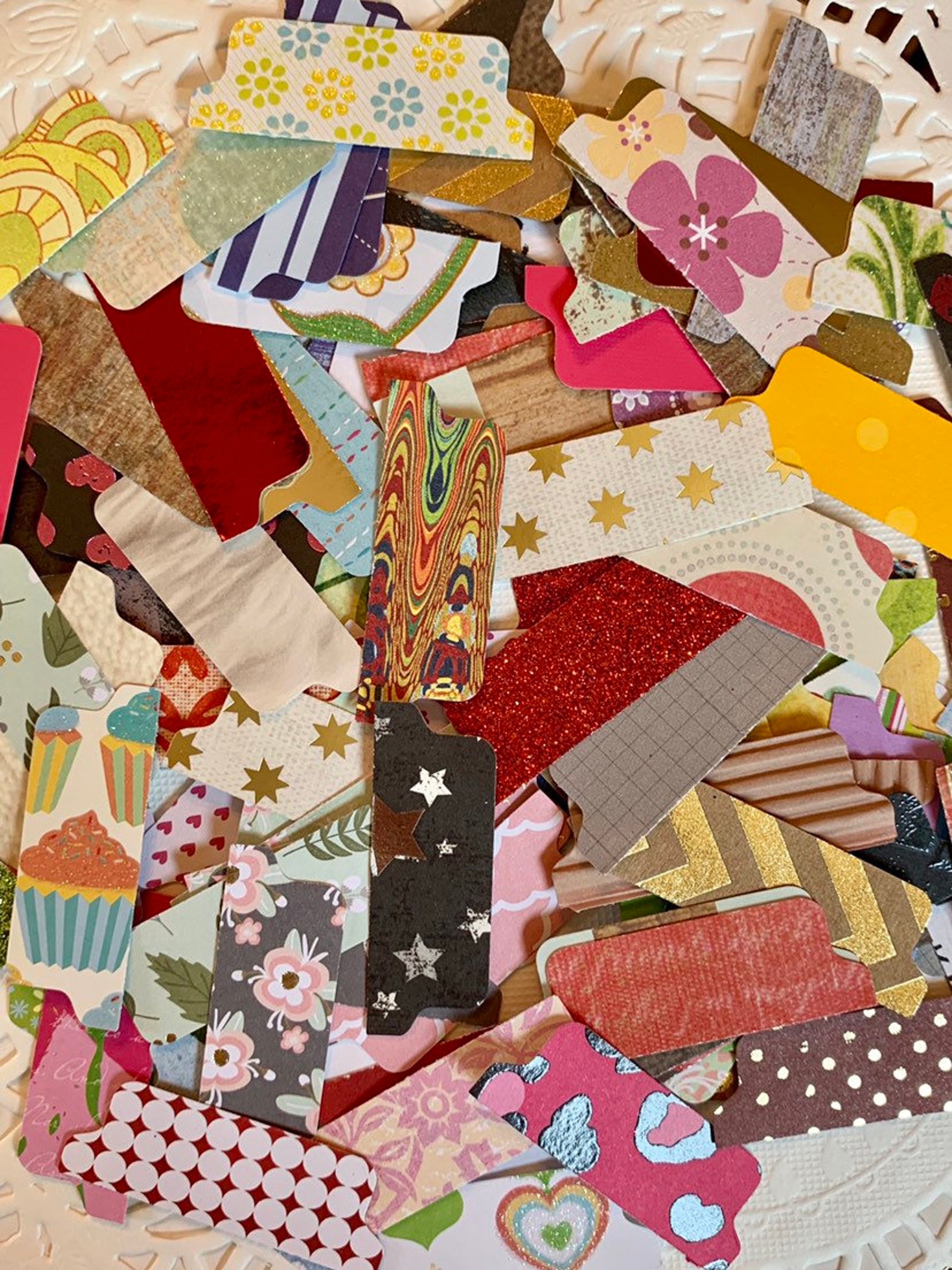 Set of 30 Cardstock Tabs/bookmarks. Mixed Bag of Paper Etsy