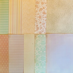 Vintage Patterned Paper Pack, Shabby Chic Kit, Junk Journal, Mixed Media Scraps, Patterned Cardstock, Scrapbooking Paper. Collage Paper.