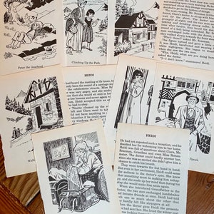 Set of 10 Heidi Book Pages. Vintage Ephemera. Paper Embellishments. Junk Journal Pages. Scrapbook Items. Collage Items. Paper Pieces. Books.