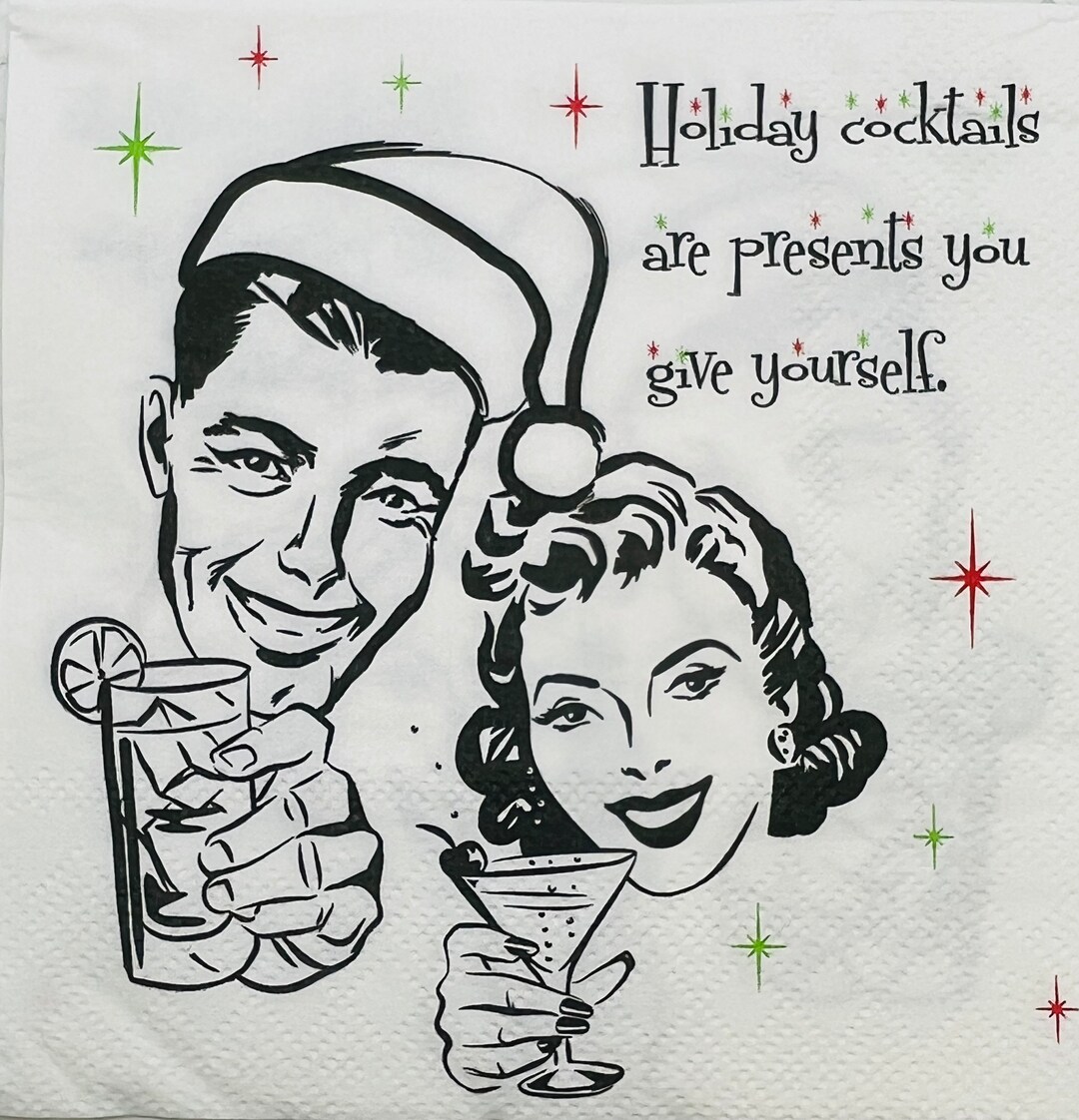 4 Christmas Paper Napkins. Cocktail Paper Napkins for Decoupage. Card