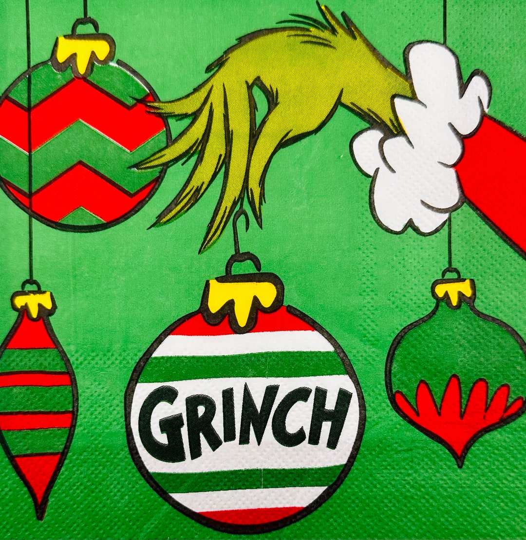 Set of 2 Grinch Christmas Paper Napkins. Lunch Napkins. Etsy