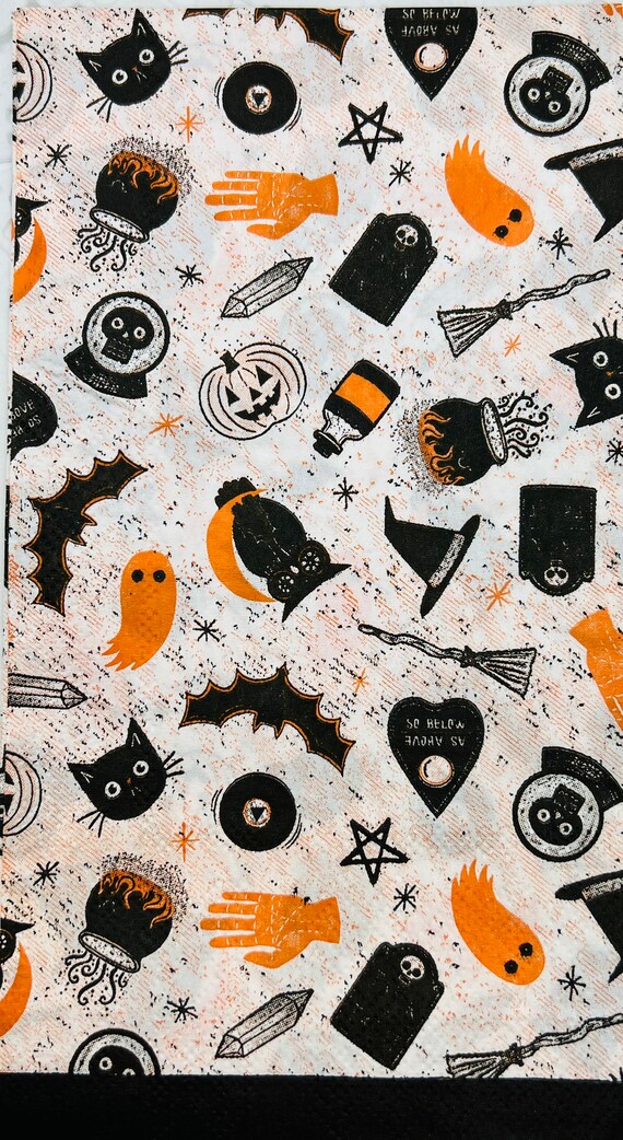 2 Halloween Paper Guest Towel Napkins. Decoupage/card Making Etsy