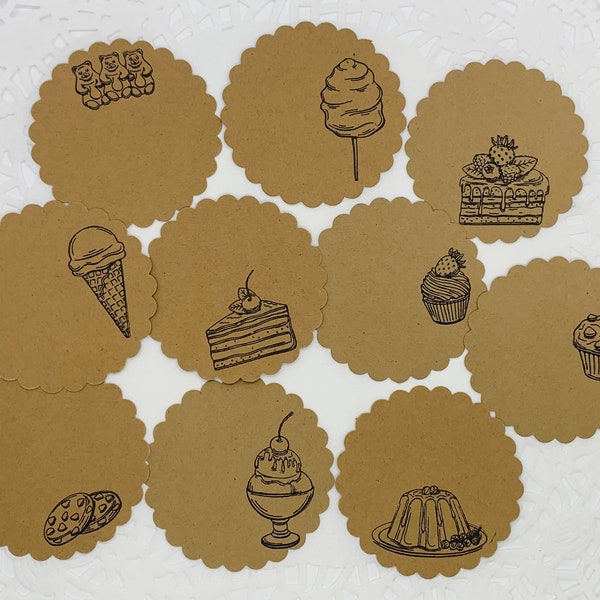 Set of 10 Dessert Stamped Diecuts. Junk Journal Supplies. Food Ephemera. Tags. Collage Pieces. Scrapbook Diecuts. Journal Accessories.