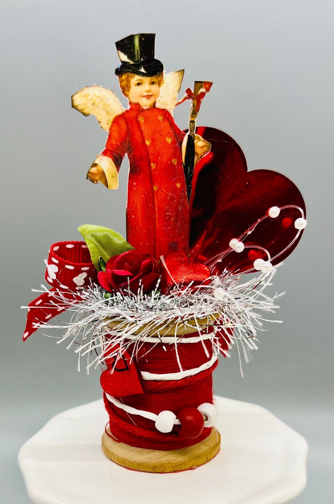 Vintage/victorian Valentine Decor. Tiered Tray Accent. Etsy