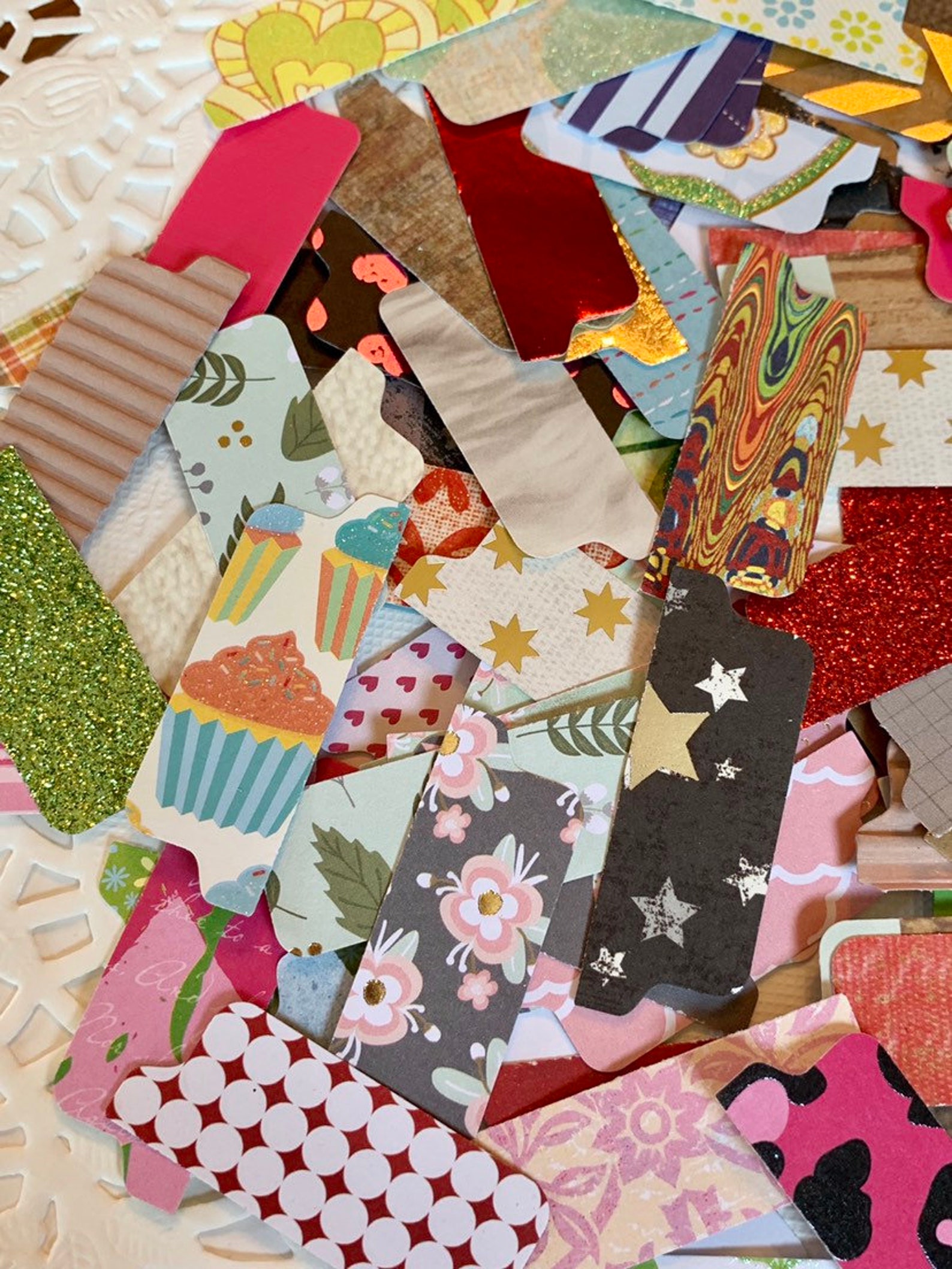 Set of 30 Cardstock Tabs/bookmarks. Mixed Bag of Paper Etsy