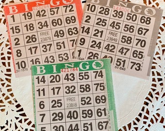 Christmas Papercraft Ephemera Bingo Cards- Set of 9-MultiColor Pack- Paper Bingo Cards, Junk Journal Supplies, Scrapbook, Craft Supplies