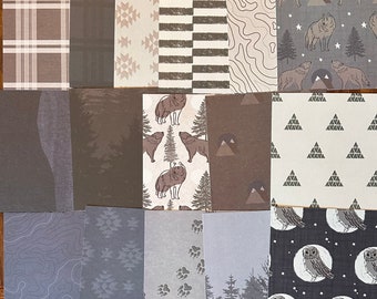 Double-Sided Nature/Camping Paper Pack, Patterned Paper, Junk Journal, Mixed Media Scraps, Patterned Cardstock, Scrapbooking Paper.