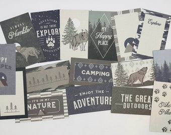 Outdoor/Nature/Camping Cardstock Die Cuts. Inspirational Pieces. Scrapbook. Junk Journal. Glue Book. Smashbook. Card Making. Craft Supplies.