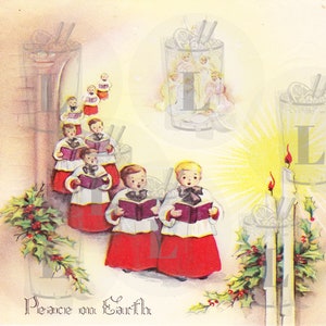 VINTAGE Digital Peace on Earth Weihnachtskarte. Kartenherstellung. Mischtechnik. Junk Journals. Heftchen. Leimbücher. Collage. Sammelalbum.