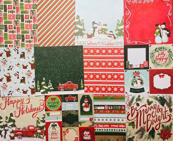 Christmas Cardstock Paper, Patterned Paper, Junk Journal, Mixed